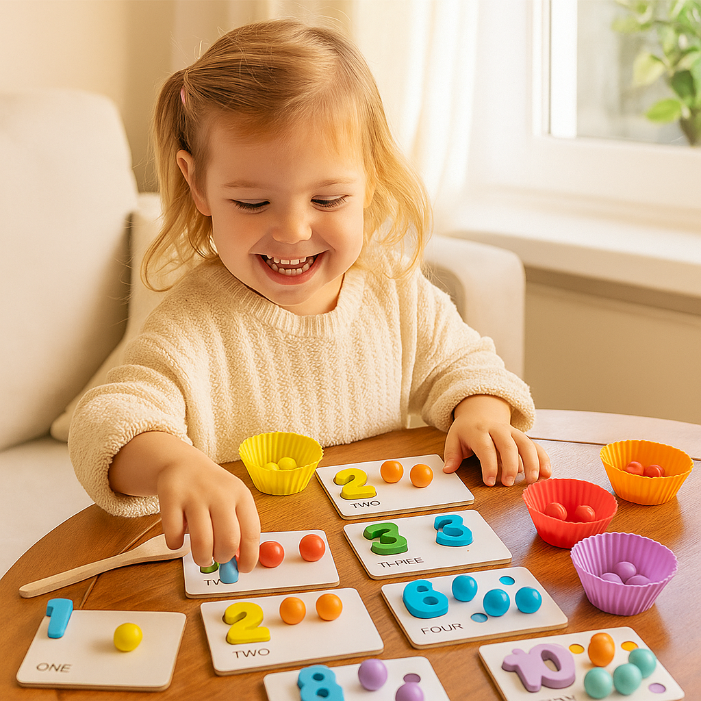 Montessori mattepussel för barn | Pedagogiskt pärlmatchningsspel för taligenkänning och räknefärdigheter