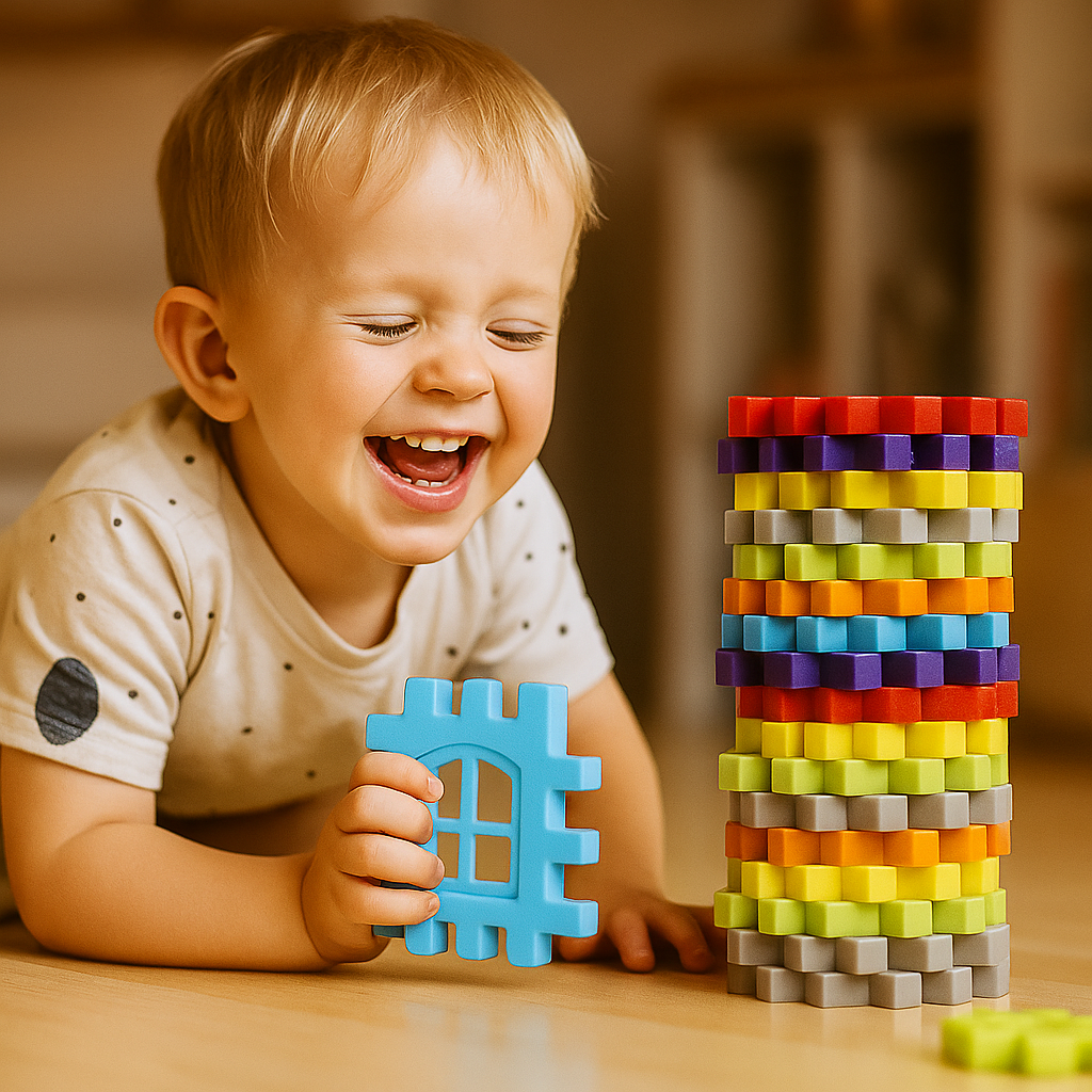 Byggklossar för barn | Kreativ byggleksak med fönster för fantasifull inlärning och finmotorik