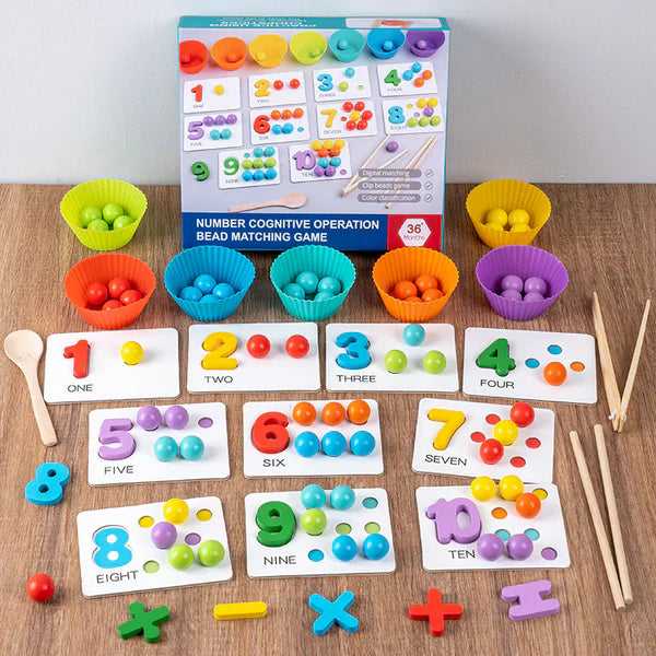 Montessori mattepussel för barn | Pedagogiskt pärlmatchningsspel för taligenkänning och räknefärdigheter
