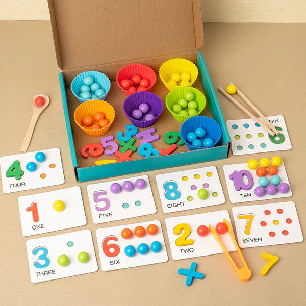Montessori mattepussel för barn | Pedagogiskt pärlmatchningsspel för taligenkänning och räknefärdigheter