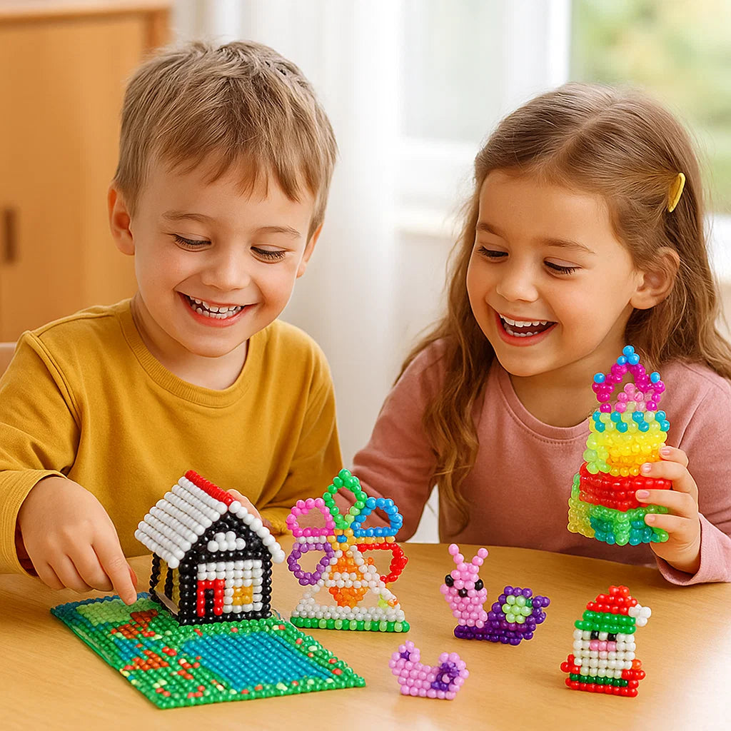 Gör-det-själv-vattenpärlpysselset för barn ⎜ Kreativ pedagogisk leksak för att bygga färgglada 3D-former och designer
