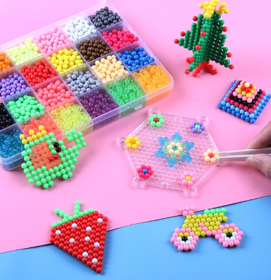 Gör-det-själv-vattenpärlpysselset för barn ⎜ Kreativ pedagogisk leksak för att bygga färgglada 3D-former och designer