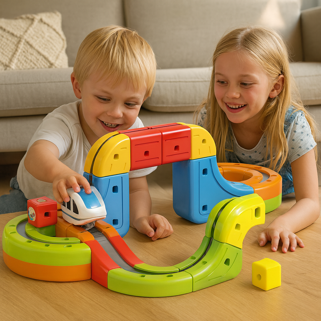 Magnetiskt kub- och spårleksak för barn