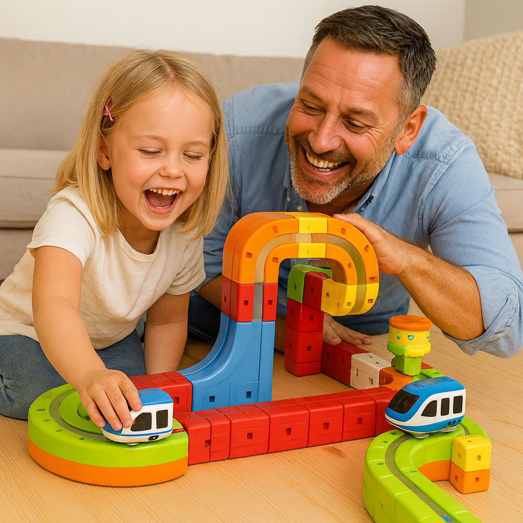 Magnetiskt kub- och spårleksak för barn