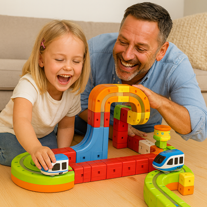 Magnetiskt kub- och spårleksak för barn