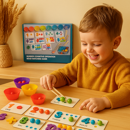 Montessori mattepussel för barn | Pedagogiskt pärlmatchningsspel för taligenkänning och räknefärdigheter