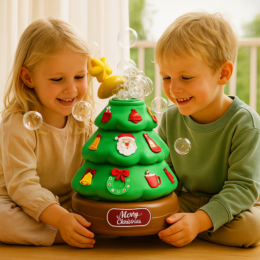 Musik såpbubblor julgran med klistermärke att dekorera