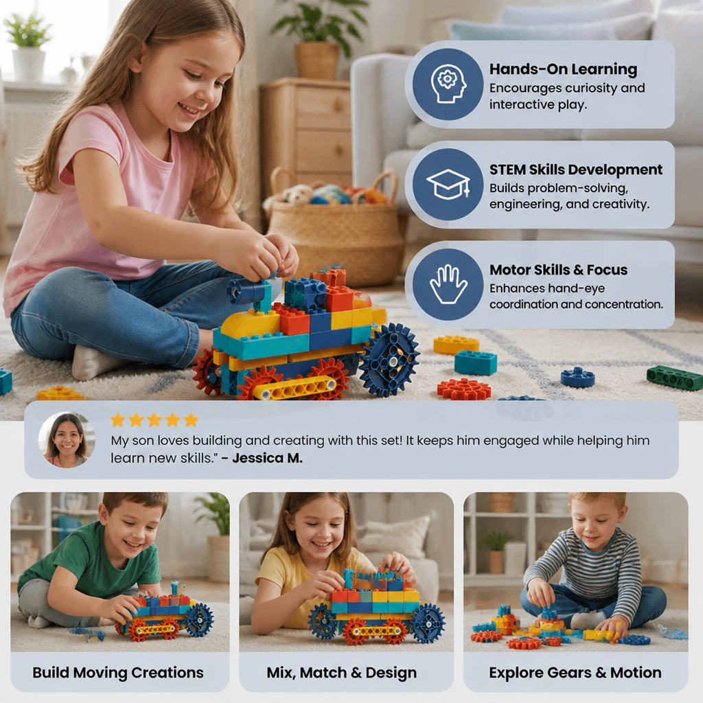 Science and education building blocks with motor – Barnskatt