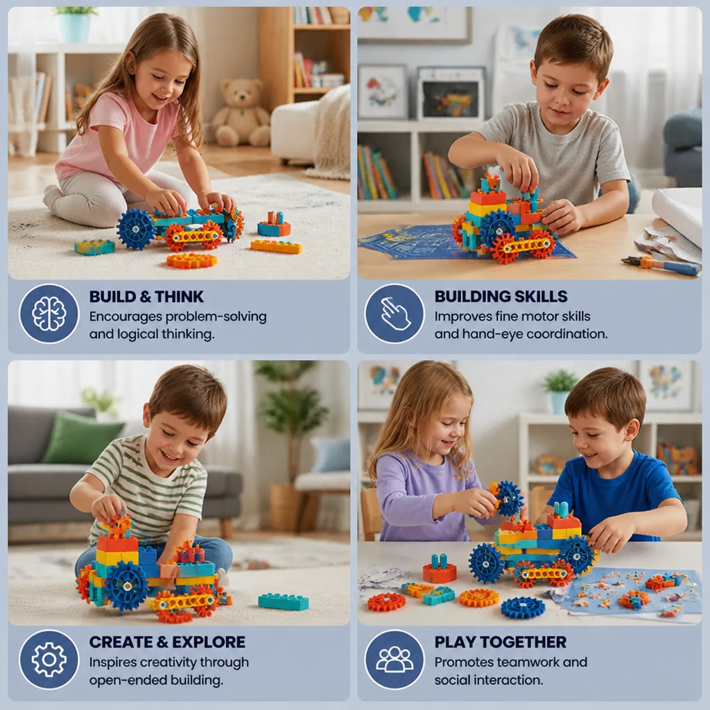 Science and education building blocks with motor – Barnskatt