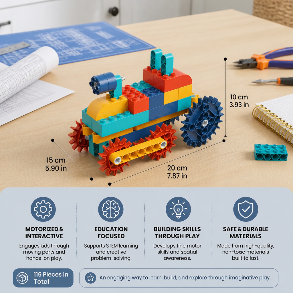 Science and education building blocks with motor – Barnskatt