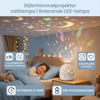 Stjärnhimmelprojektor nattlampa ⎜ Roterande LED-lampa