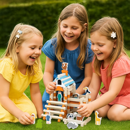 Montessori Träbyggklossar – Naturligt stapel- och byggleksak