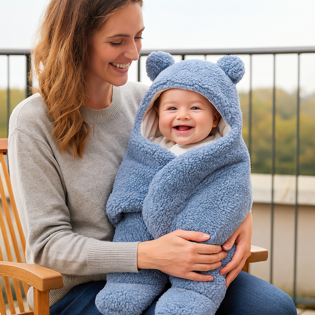 Babyfilt och pyjamas i bärdesign