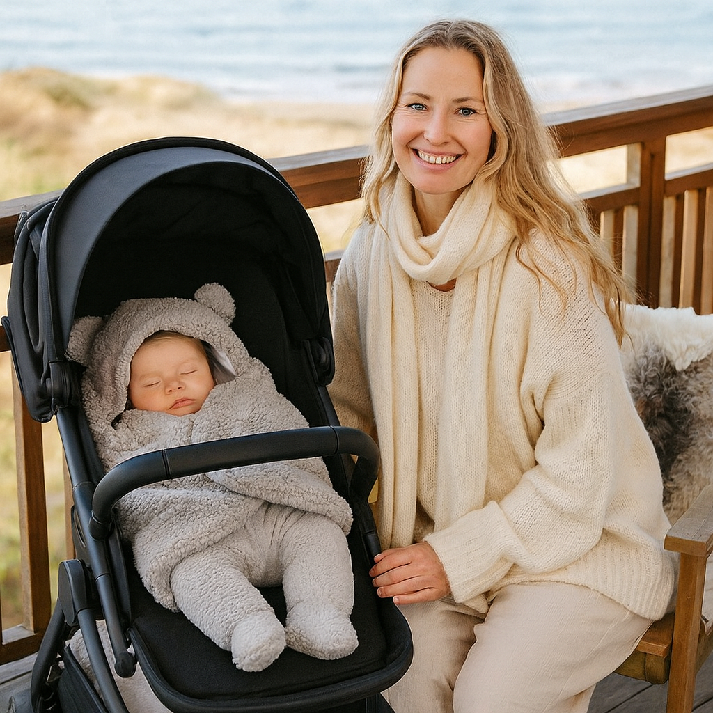 Babyfilt och pyjamas i bärdesign