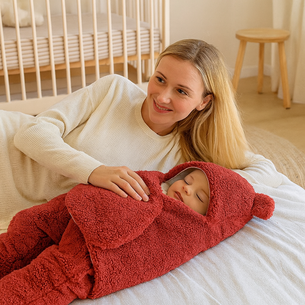 Babyfilt och pyjamas i bärdesign