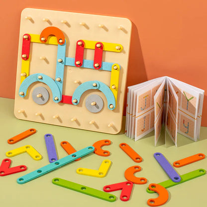 Montessori pegboard pussel för barn | Kreativ form matchande leksak med bokstäver och siffror för tidig inlärning