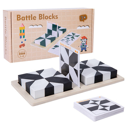 Battle Block-pusselspel i trä ⎜ Pedagogisk leksak för logikträning för barn med kort och brädspel
