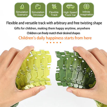 Dinosaurieäventyr – Flexibel racerbana med lysande tåg