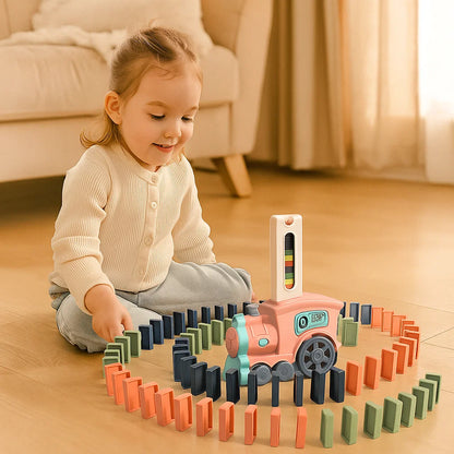 Domino-tågleksak För barn | Automatisk spårläggning med ljus och ljud för kreativ inlärning