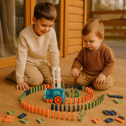 Domino-tågleksak För barn | Automatisk spårläggning med ljus och ljud för kreativ inlärning