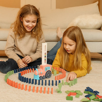 Domino-tågleksak För barn | Automatisk spårläggning med ljus och ljud för kreativ inlärning