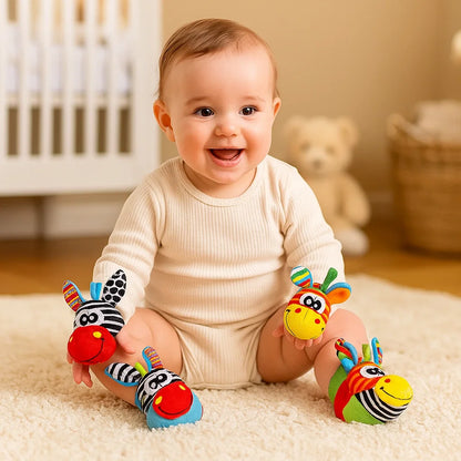 Baby skallra handled och strumpor | Färgglada sensoriska leksaker för tidig inlärning och motorisk utveckling