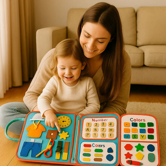 Montessori Aktivitetsbok för småbarn ⎜ Filtbok för att lära sig siffror, bokstäver och motoriska färdigheter