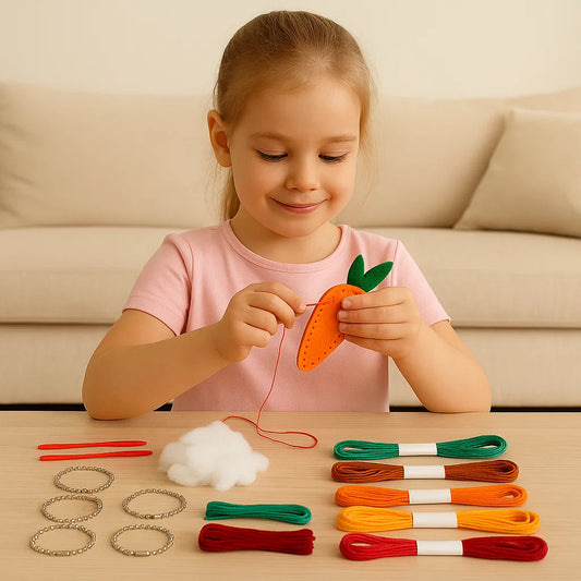 DIY-sydsats Med filtdjur för barn | Rolig pysseluppsättning för hand-öga-koordination och kreativ färdighetsträning