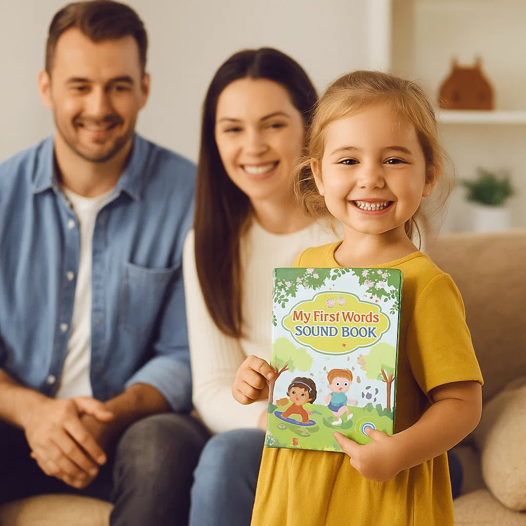 Engelsk ljudbok för småbarn | Interaktiv leksak för att lära sig de första orden med ljud och färgglada illustrationer