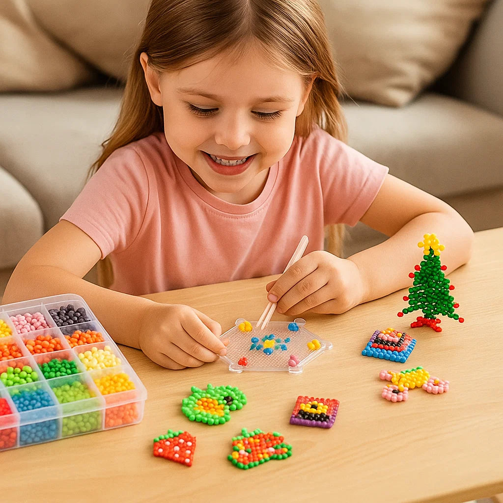 Gör-det-själv-vattenpärlpysselset för barn ⎜ Kreativ pedagogisk leksak för att bygga färgglada 3D-former och designer
