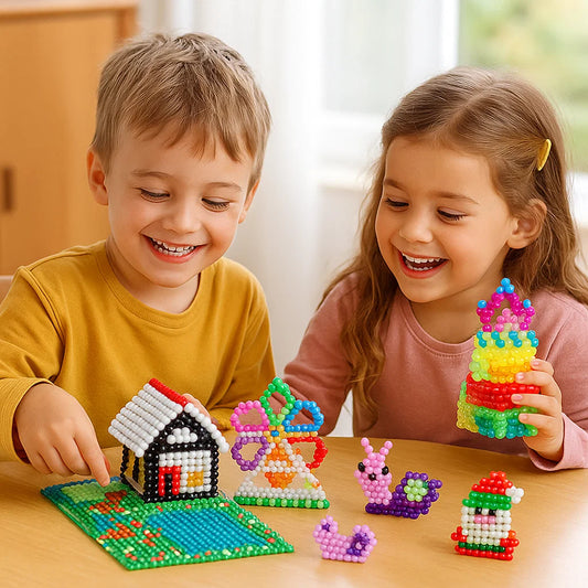 Gör-det-själv-vattenpärlpysselset för barn ⎜ Kreativ pedagogisk leksak för att bygga färgglada 3D-former och designer