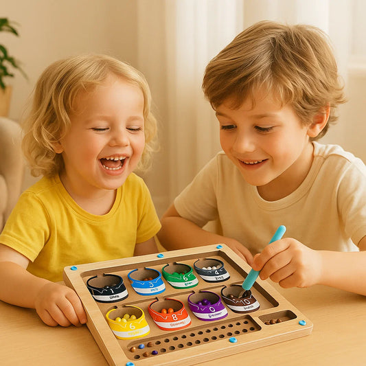Magnetisk räknebräda i trä | Färgsorteringsspel med penna för tidig inlärning och finmotorik