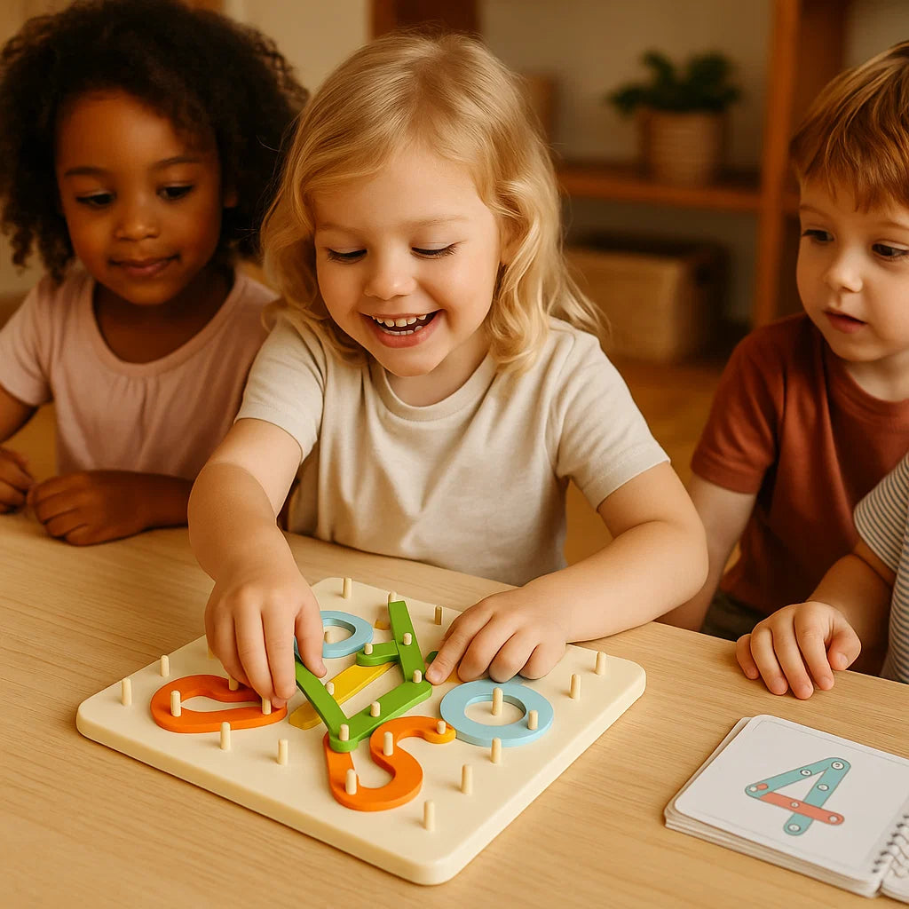 Montessori pegboard pussel för barn | Kreativ form matchande leksak med bokstäver och siffror för tidig inlärning