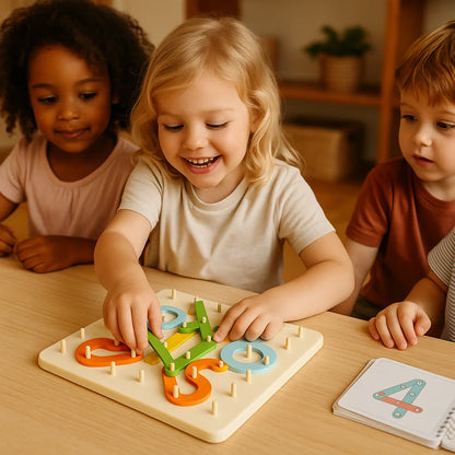 Montessori pegboard pussel för barn | Kreativ form matchande leksak med bokstäver och siffror för tidig inlärning