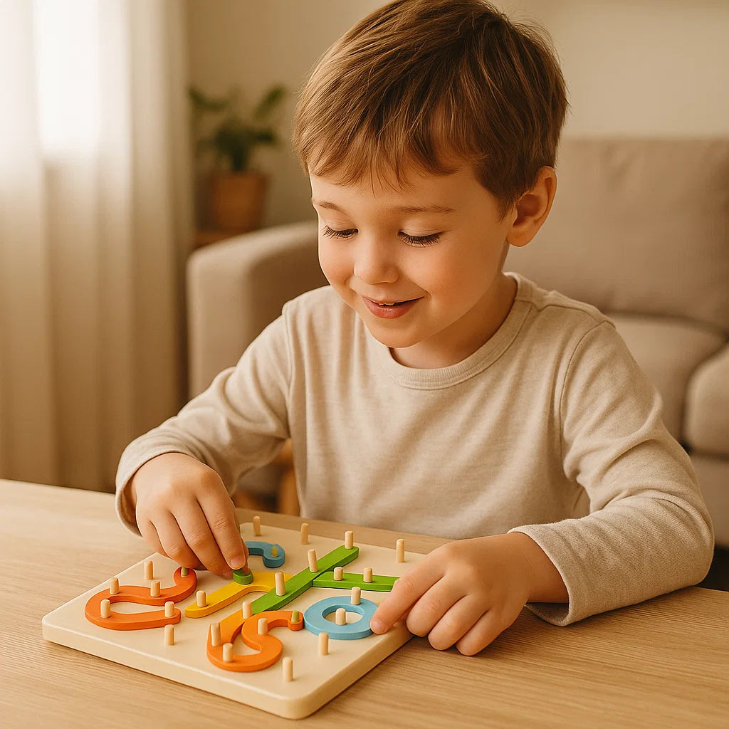Montessori pegboard pussel för barn | Kreativ form matchande leksak med bokstäver och siffror för tidig inlärning