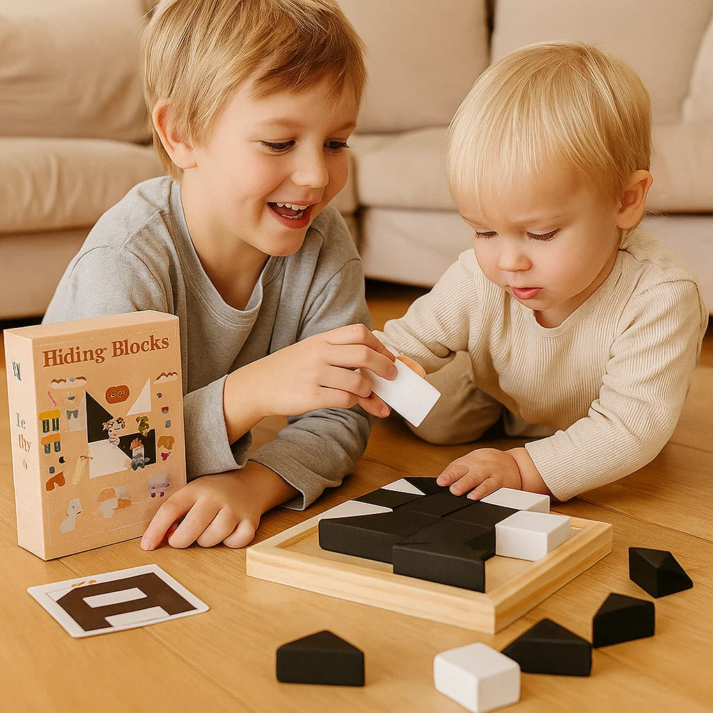 Battle Block-pusselspel i trä ⎜ Pedagogisk leksak för logikträning för barn med kort och brädspel