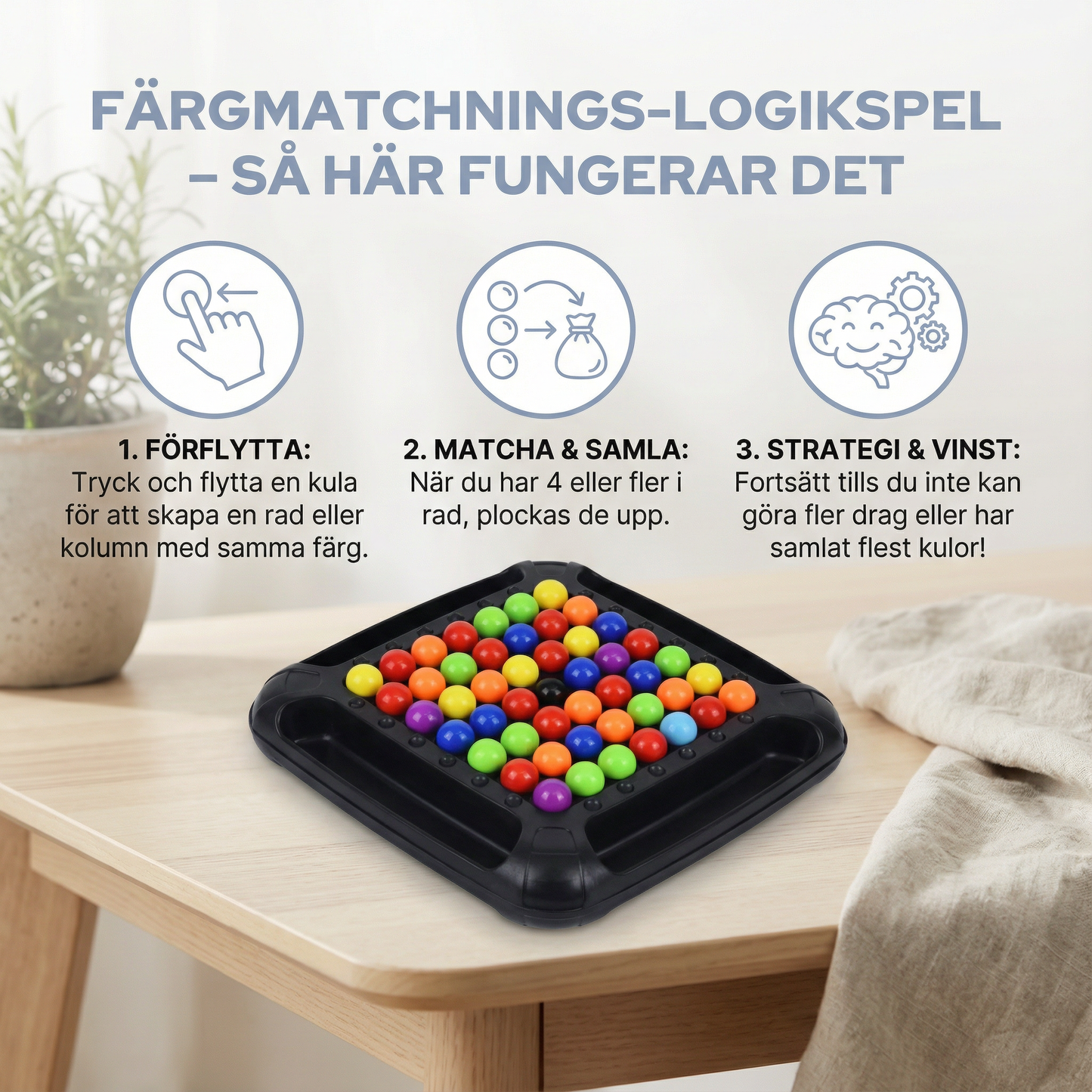 Färgmatchnings-logikspel – interaktivt kulpussel för barn och vuxna
