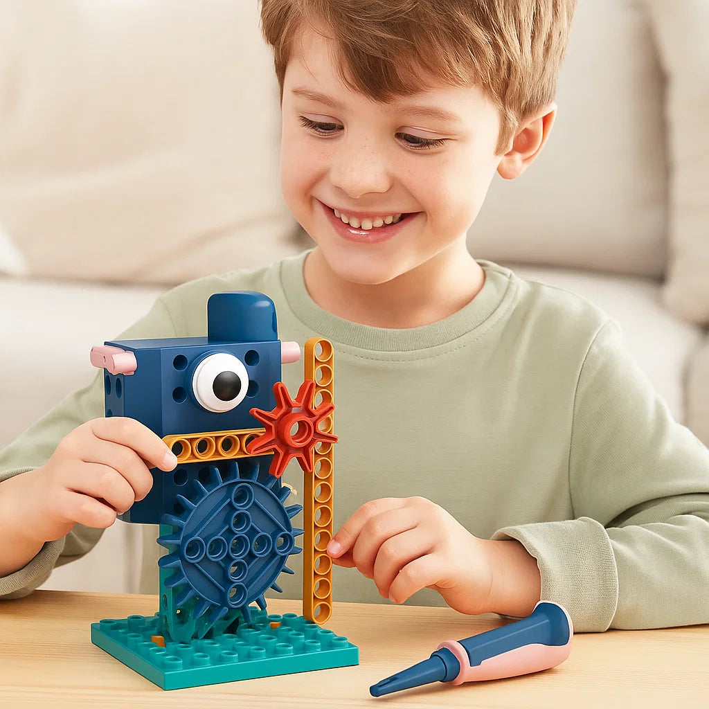 Vetenskaps- och utbildningsbyggklossar med motor