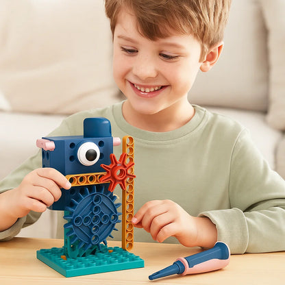 Vetenskaps- och utbildningsbyggklossar med motor