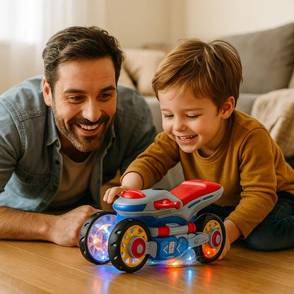 Dansande motorcykel med ljus och musik
