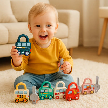 Montessori nyckel- och låsleksak – färger och mönster