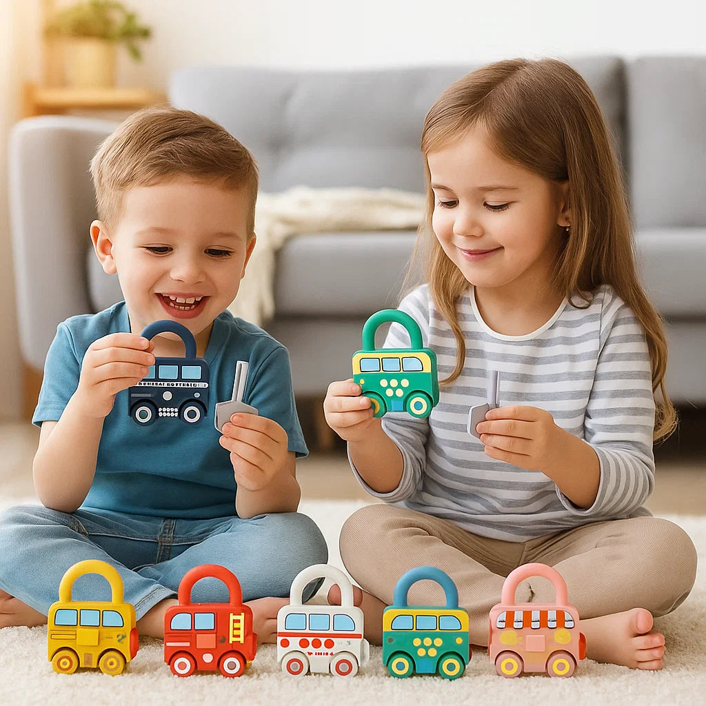 Montessori nyckel- och låsleksak – färger och mönster