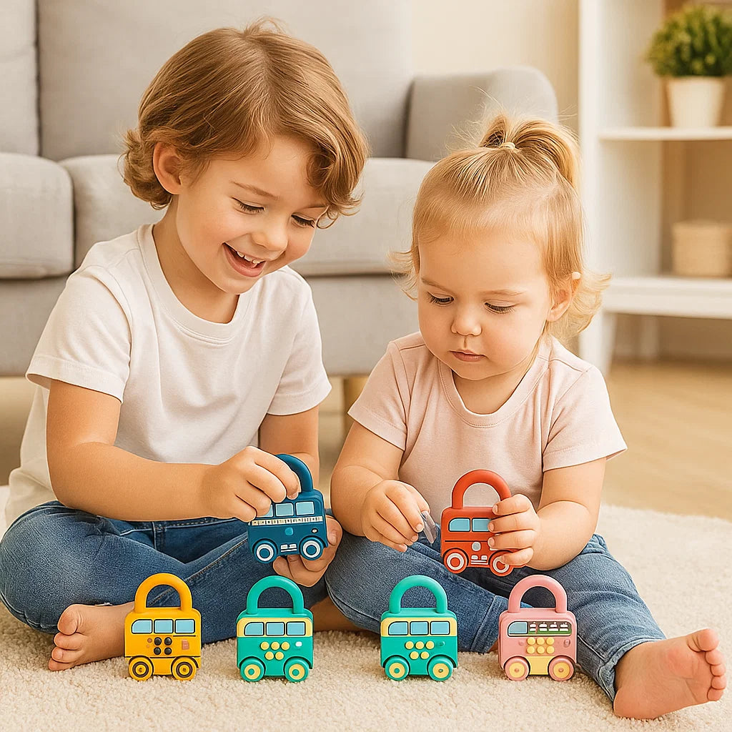 Montessori nyckel- och låsleksak – färger och mönster