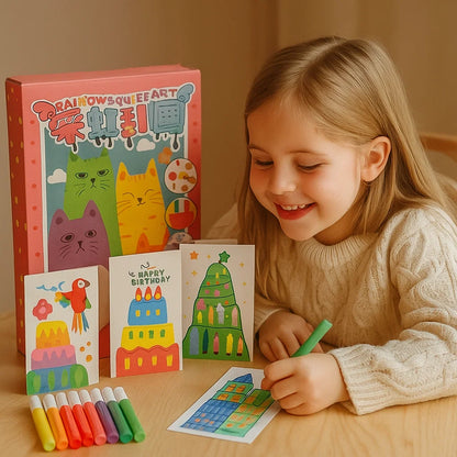 Kreativt regnbågsfärgat kladdkonst-set