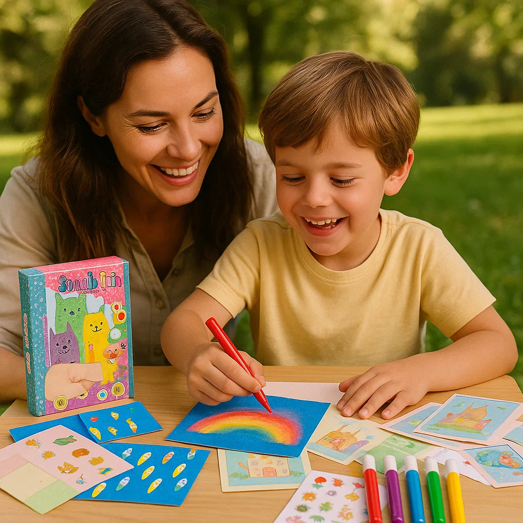 Kreativt regnbågsfärgat kladdkonst-set