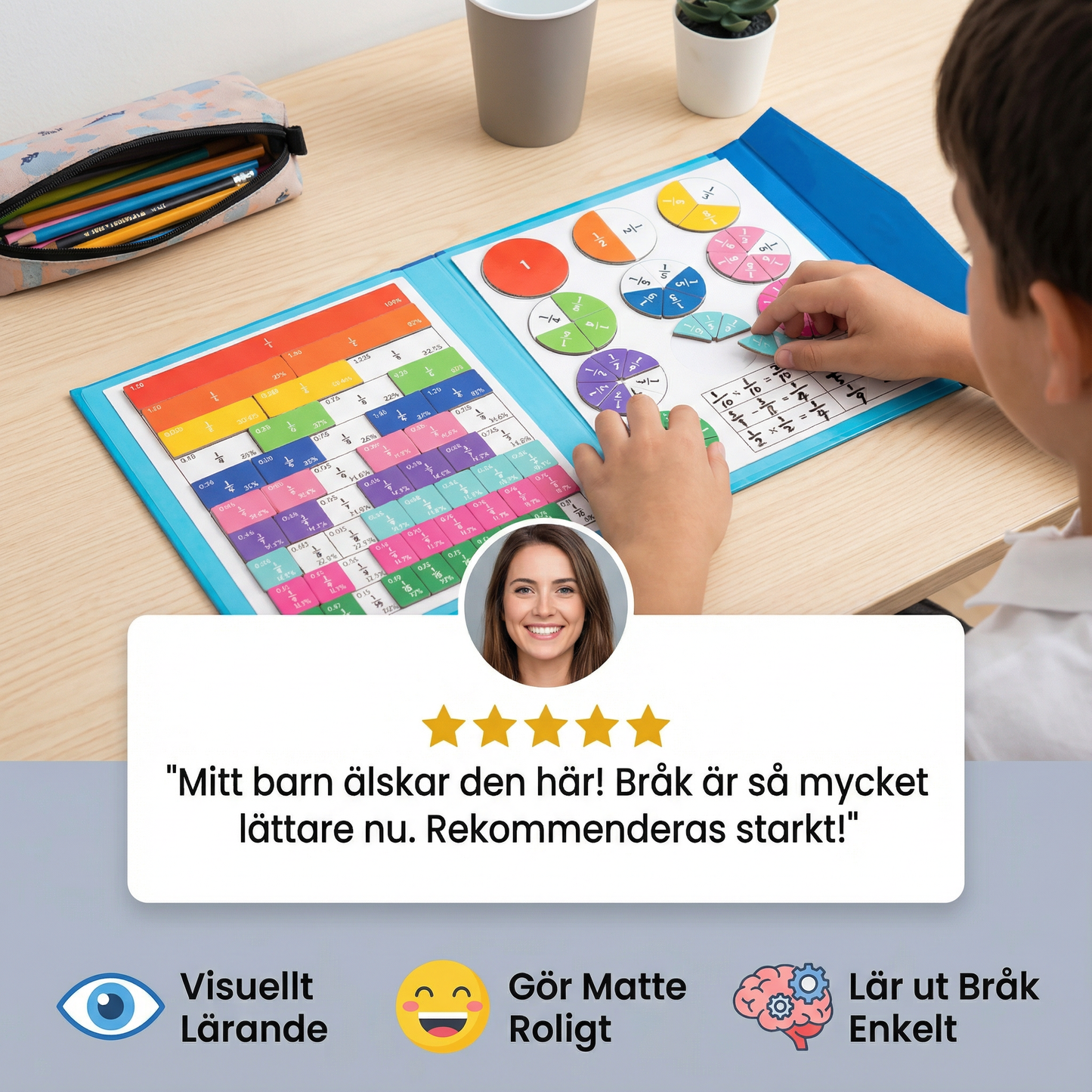 Magnetisk fraktionsinlärningstavla för barn | Färgglatt matteverktyg för att förstå bråk och operationer