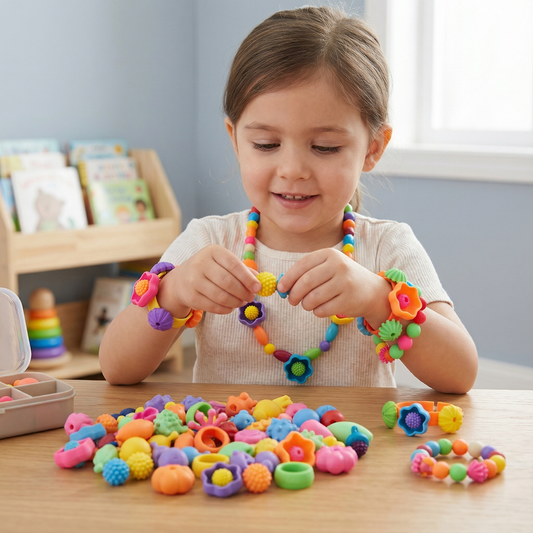 Barnuppsättning med pop-pärlor | Färgglada DIY-smycken för kreativ lek och utveckling av finmotorik
