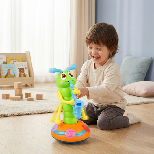 Musikalisk krypleksak för spädbarn | Snurrande larv med ljus och ljud för tidig inlärning och rolig rörelse