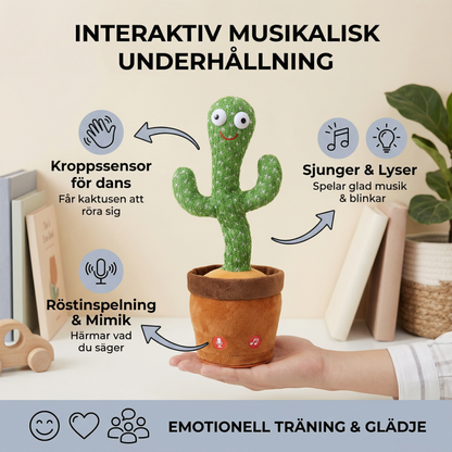 Dansande kaktusleksak för barn | Sjungande plysch med ljus och röstmimik för interaktiv musikalisk underhållning