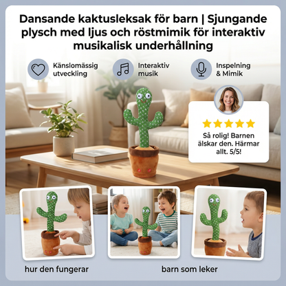 Dansande kaktusleksak för barn | Sjungande plysch med ljus och röstmimik för interaktiv musikalisk underhållning